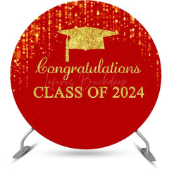 Lofaris Round Red Gold Class Of 2024 Congrats Grad Backdrop