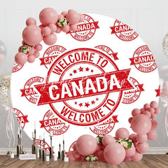 Lofaris Round Red White Vintage Welcome To Canada Backdrop