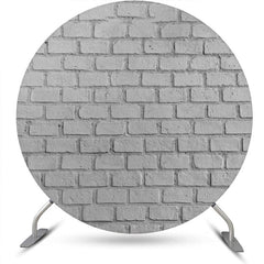 Lofaris Round Retro Grey Brick Wall Birthday Party Backdrop