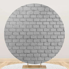 Lofaris Round Retro Grey Brick Wall Birthday Party Backdrop