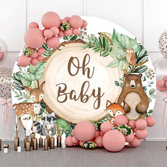 Lofaris Round Safari Animal Stump Baby Shower Party Backdrop