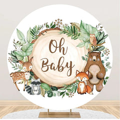 Lofaris Round Safari Animal Stump Baby Shower Party Backdrop