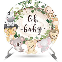 Lofaris Round Safari Animals Oh Baby Gender Reveal Backdrop