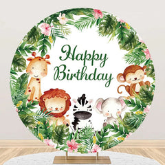 Lofaris Round Safari Forest Animal Birthday Backdrop For Kids