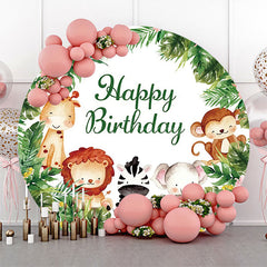 Lofaris Round Safari Forest Animal Birthday Backdrop For Kids