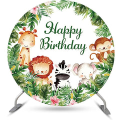 Lofaris Round Safari Forest Animal Birthday Backdrop For Kids