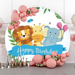 Lofaris Round Safari Forest Animals Balloon Birthday Backdrop