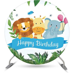 Lofaris Round Safari Forest Animals Balloon Birthday Backdrop