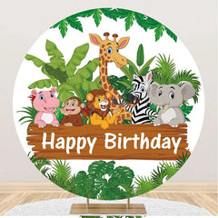 Lofaris Round Safari Forest Animals Birthday Party Backdrop