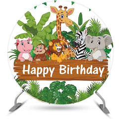 Lofaris Round Safari Forest Animals Birthday Party Backdrop