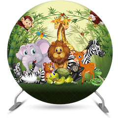 Lofaris Round Safari Jungle Wild Animal Birthday Backdrop