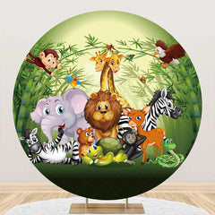 Lofaris Round Safari Jungle Wild Animal Birthday Backdrop