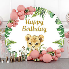 Lofaris Round Safari Lion Baby Birthday Backdrop For Kids