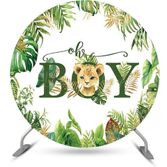 Lofaris Round Safari Lion Oh Baby Gender Reveal Backdrop