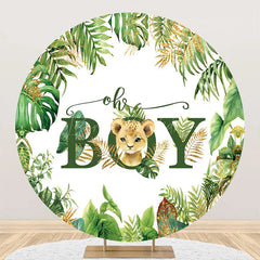 Lofaris Round Safari Lion Oh Baby Gender Reveal Backdrop