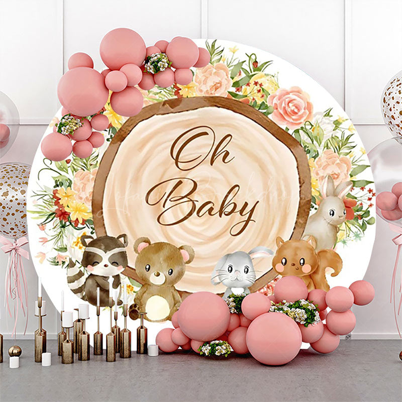 Lofaris Round Safari Stump Floral Oh Baby Party Backdrop