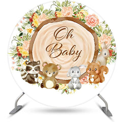 Lofaris Round Safari Stump Floral Oh Baby Party Backdrop