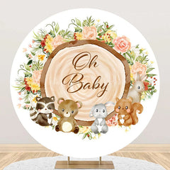 Lofaris Round Safari Stump Floral Oh Baby Party Backdrop