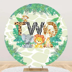 Lofaris Round Safari Two Wild Animal Birthday Party Backdrop