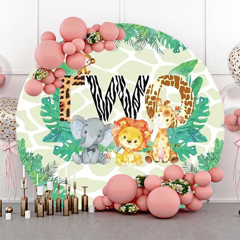 Lofaris Round Safari Two Wild Animal Birthday Party Backdrop