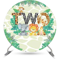 Lofaris Round Safari Two Wild Animal Birthday Party Backdrop