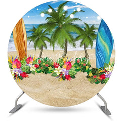 Lofaris Round Sand Floral Trees Surfboard Summer Backdrop