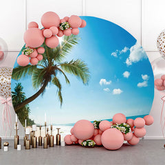 Lofaris Round Sandy Beach Palm Tree Coastal Summer Backdrop