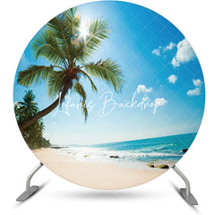 Lofaris Round Sandy Beach Palm Tree Coastal Summer Backdrop