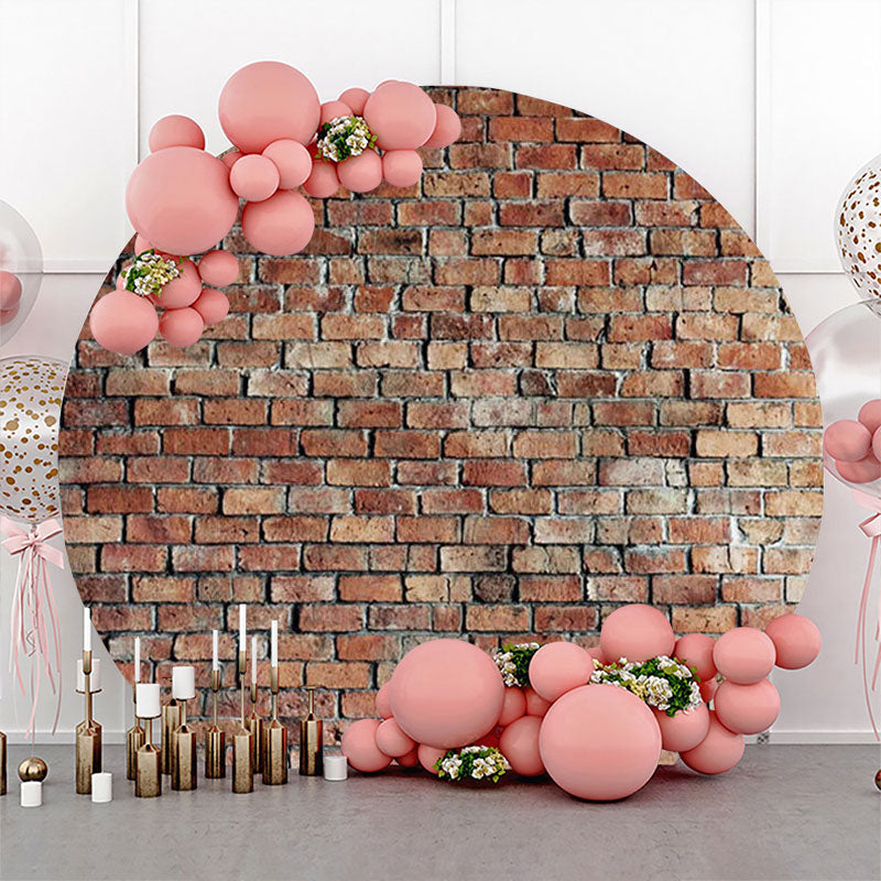 Lofaris Round Shabby Classic Brick Wall Birthday Backdrop