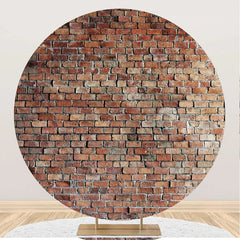 Lofaris Round Shabby Classic Brick Wall Birthday Backdrop