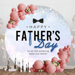 Lofaris Round Simple Blue Tie Happy Fathers Day Backdrop