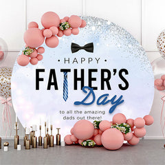 Lofaris Round Simple Blue Tie Happy Fathers Day Backdrop