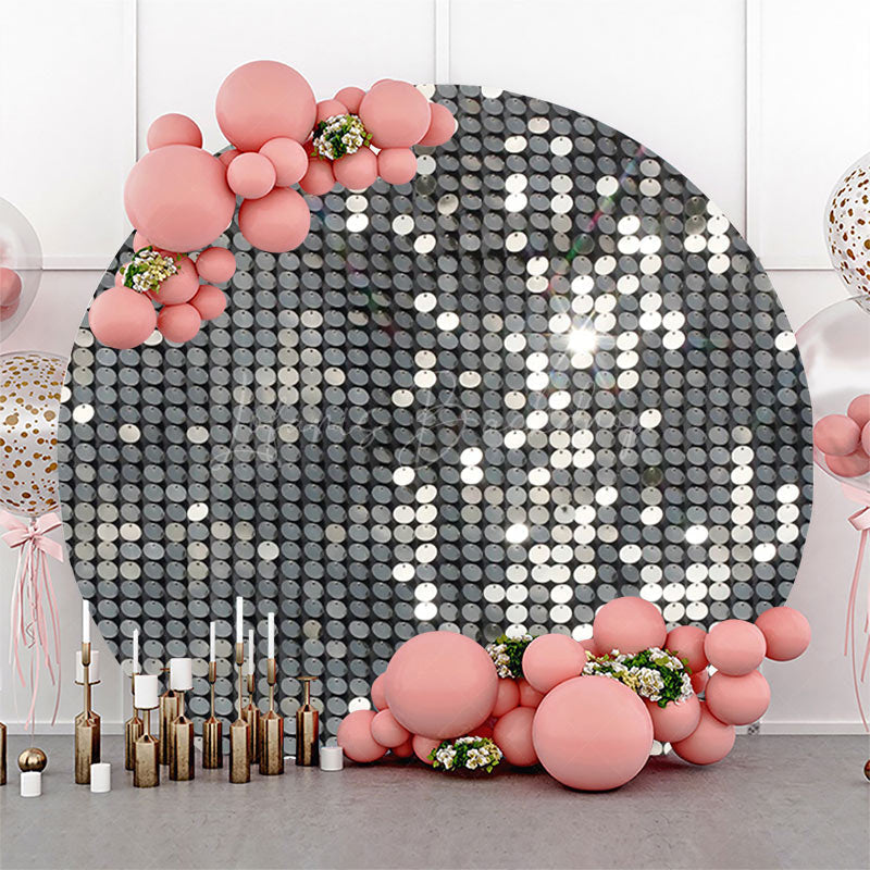 Lofaris Round Simple Platinum Sequins Bokeh Birthday Backdrop