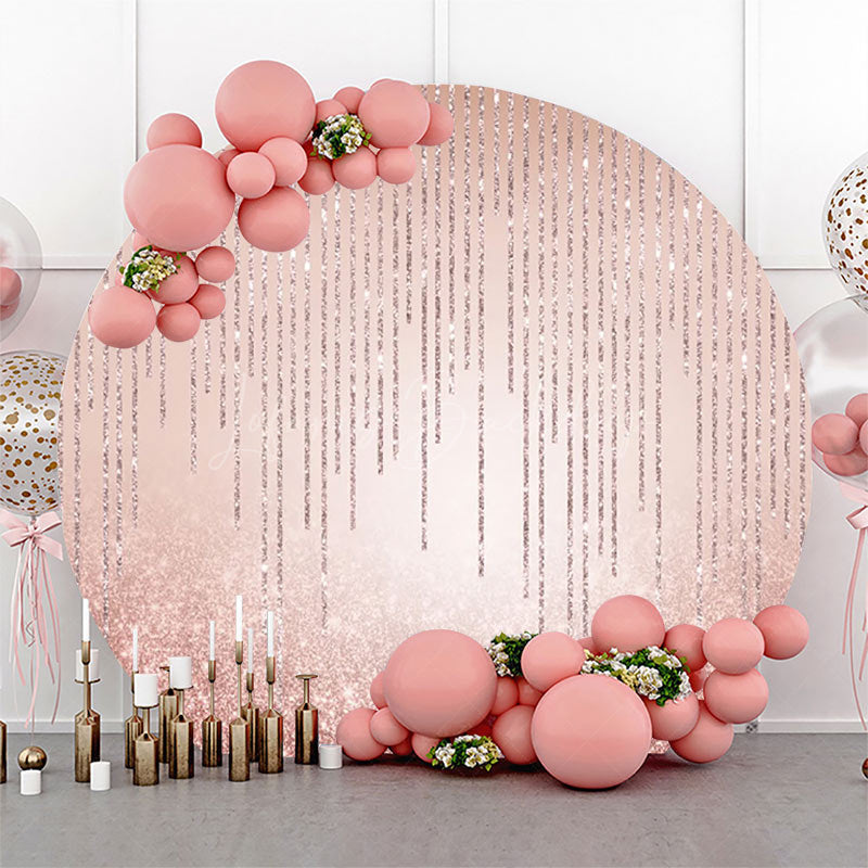 Lofaris Round Simple Sparkling Rose Gold Birthday Backdrop