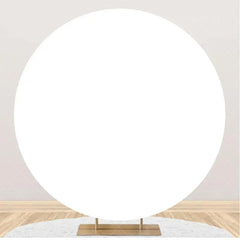 Lofaris Round Simple White Solid Color Birthday Backdrop