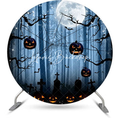 Lofaris Round Spider Wab Moon Pumpkin Halloween Backdrop