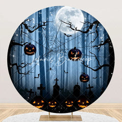 Lofaris Round Spider Wab Moon Pumpkin Halloween Backdrop