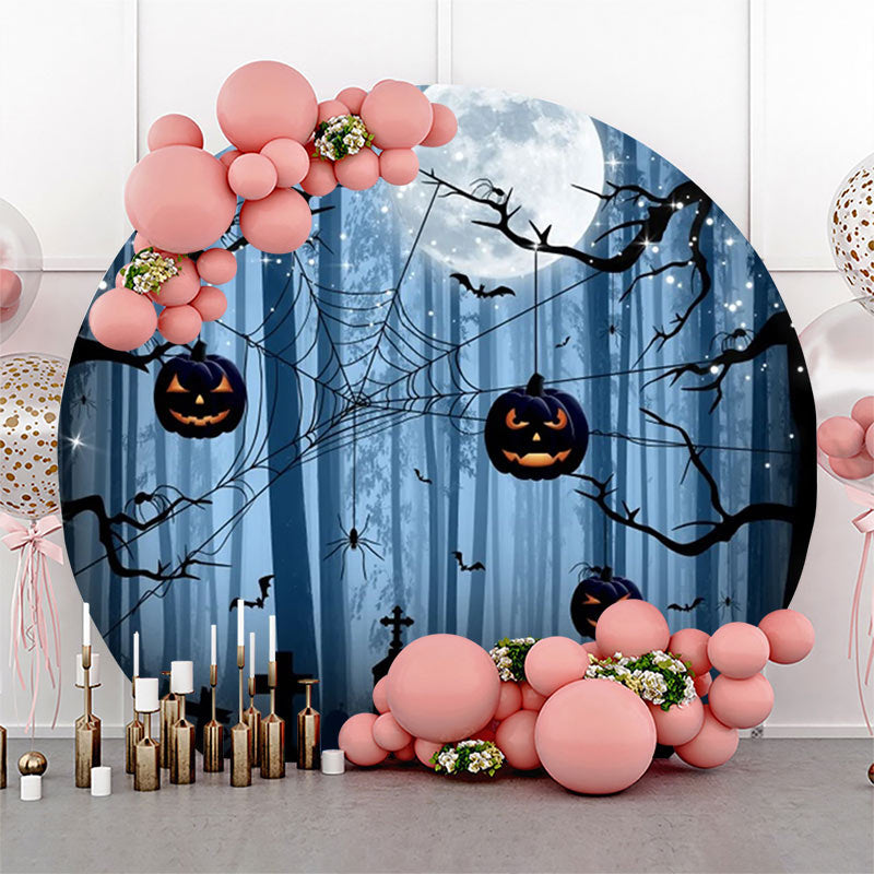 Lofaris Round Spider Wab Moon Pumpkin Halloween Backdrop