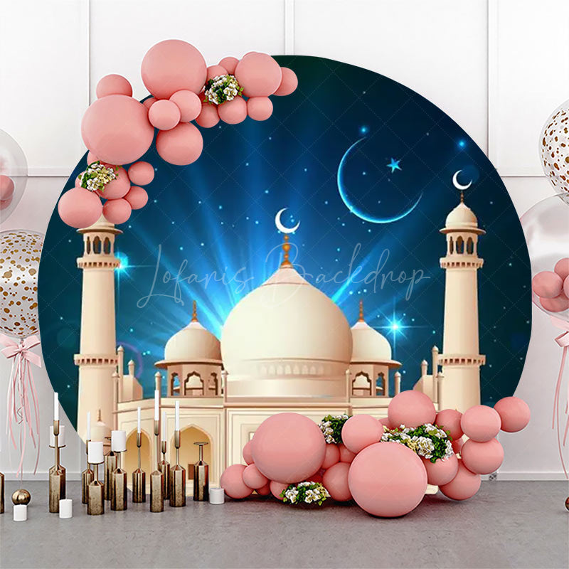 Lofaris Round Starry Sky Beige Castle Eid Mubarak Backdrop