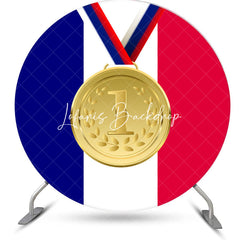 Lofaris Round Stripe French Flag Gold Metal Sports Backdrop