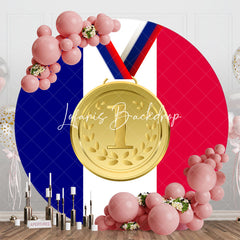 Lofaris Round Stripe French Flag Gold Metal Sports Backdrop