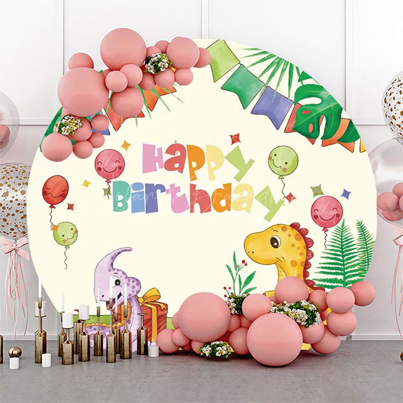 Lofaris Round Trees Monstera Dinosaurs Birthday Backdrop