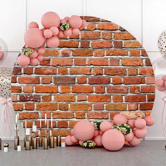 Lofaris Round Vintage Red Brick Wall Backdrop For Birthday