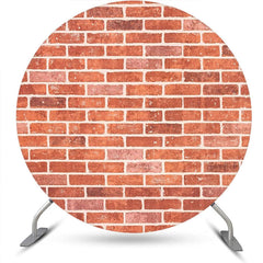 Lofaris Round Vintage Red White Brick Wall Birthday Backdrop