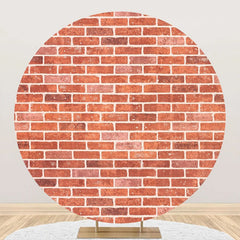 Lofaris Round Vintage Red White Brick Wall Birthday Backdrop