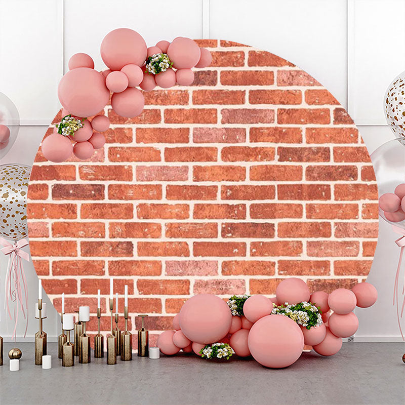 Lofaris Round Vintage Red White Brick Wall Birthday Backdrop