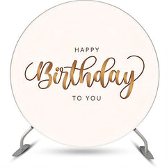 Lofaris Round White And Brown Simple Happy Birthday Backdrop