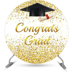 Lofaris Round White Gold Bachelor Cap Congrats Grad Backdrop