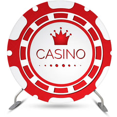 Lofaris Round White Red Casino Crown Logo Party Backdrop