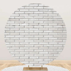 Lofaris Round White Retro Brick Wall Birthday Party Backdrop